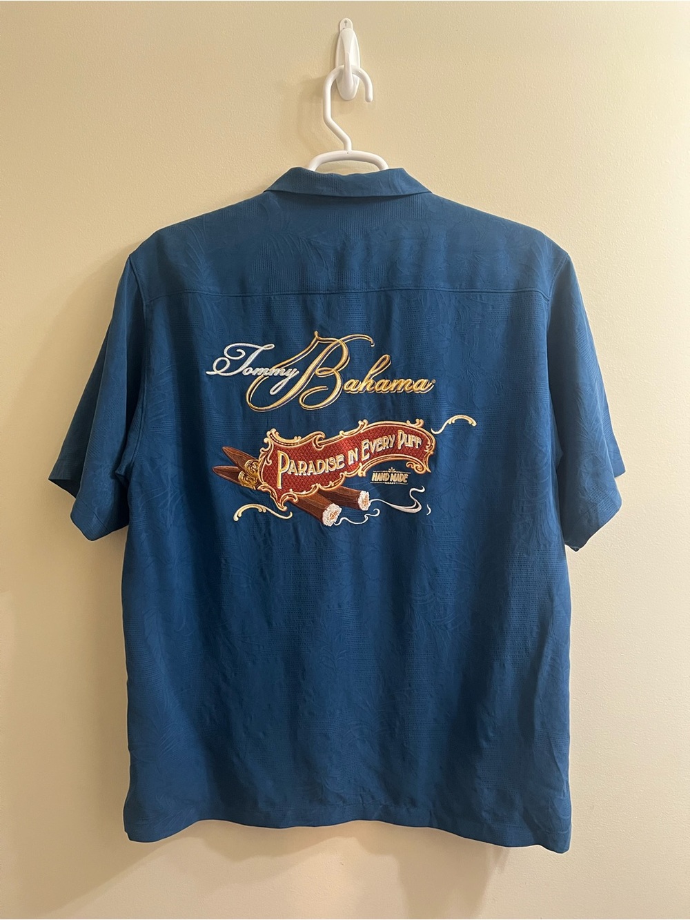 Tommy Bahama Large Blue Silk Mens Paradise In Every Puff Shirt